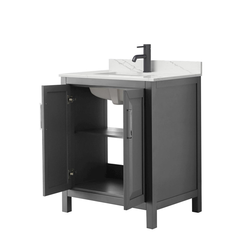 Daria 30'' W Vanity, Matte Black, Gray, Giotto Quartz