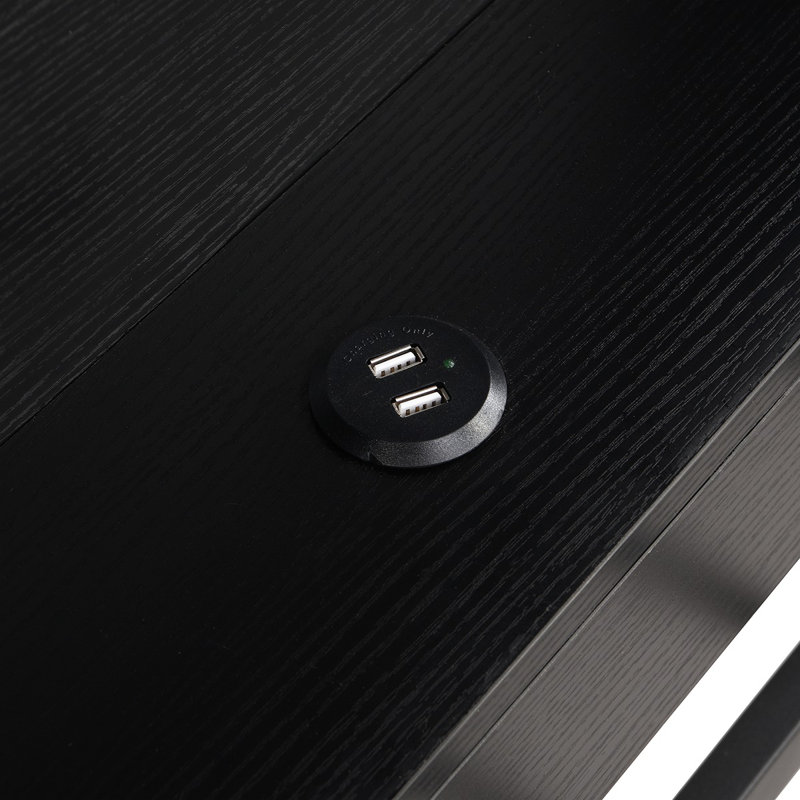 Lit de jour en métal avec couchette, tablettes de rangement et ports USB, Noir