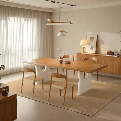 Solid wood ash simple dining table set