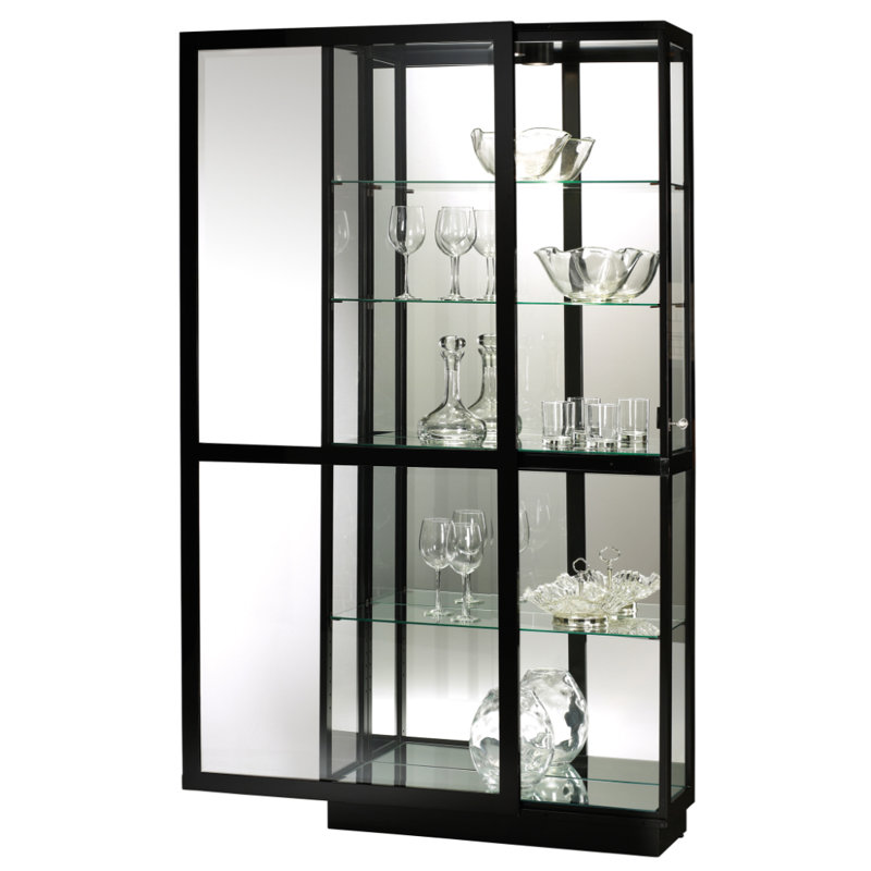 Jayden Lighted Curio Cabinet, Gloss Black