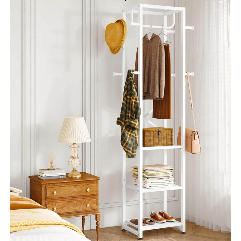 Freestanding 8 - Hook Coat Rack, White