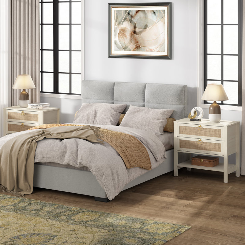 Pomodoro Rattan Nightstand With 2-Drawer And 1 Open Shelf (Set of 2)