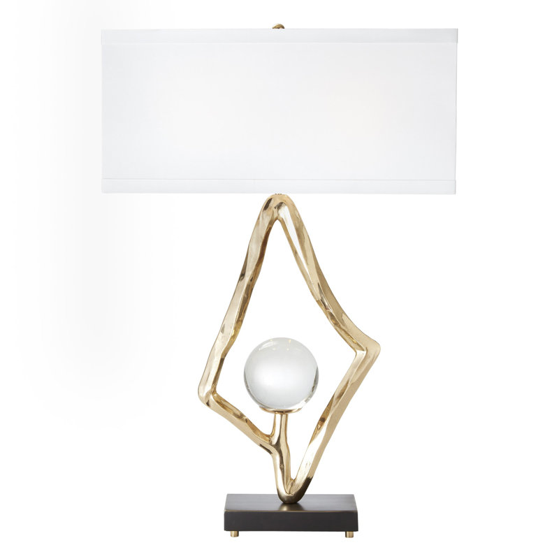 Abstract Lamp w/6" Crystal Sphere, Brass