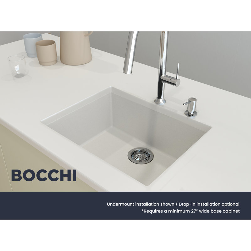 Campino Single Basin Kitchen Sink, 8" H x 20" W x 24" L