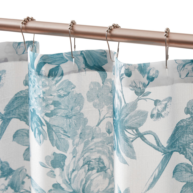 Rideau de douche Bird et Hydrangea Toile simple bleu sarcelle 72 x 72
