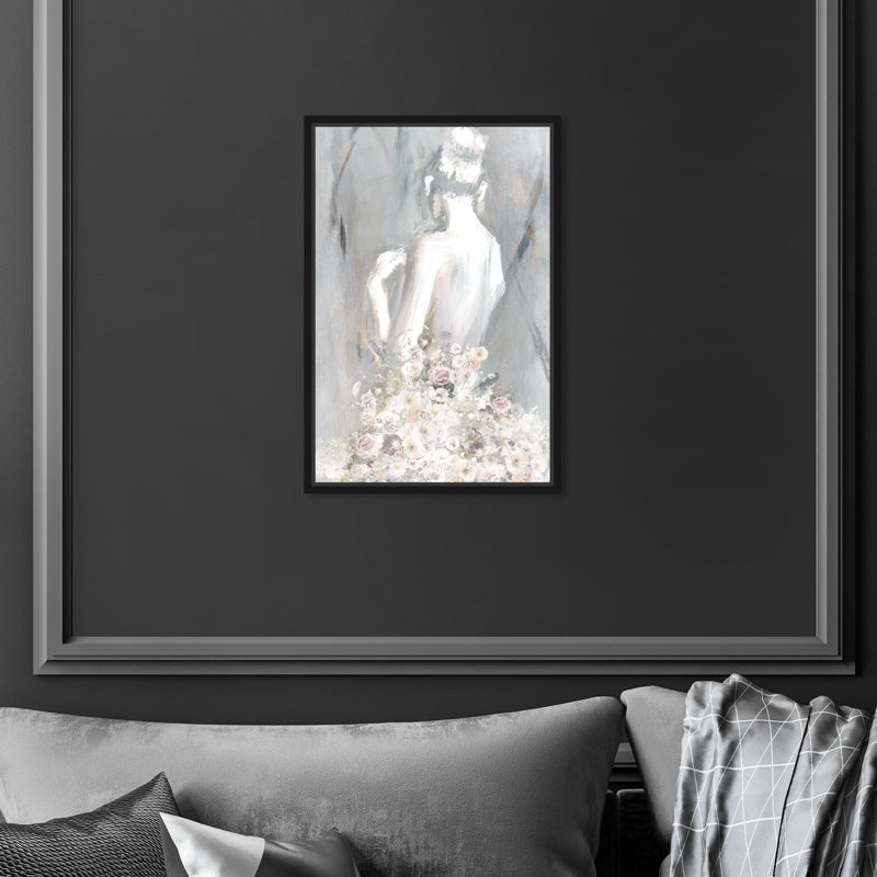 «Fashion and Glam Th pensing You You», peinture traditionnelle rose - peinture sur toile, H 24 po x l 16 po, Toile encadrée