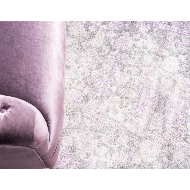 Tapis mauve à motif géométrique Pharaoh, Rectangle 8 p x 11 pi 4 po