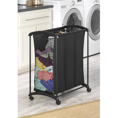 Whitmor 3-Section Laundry Sorter with Wheels - Black
