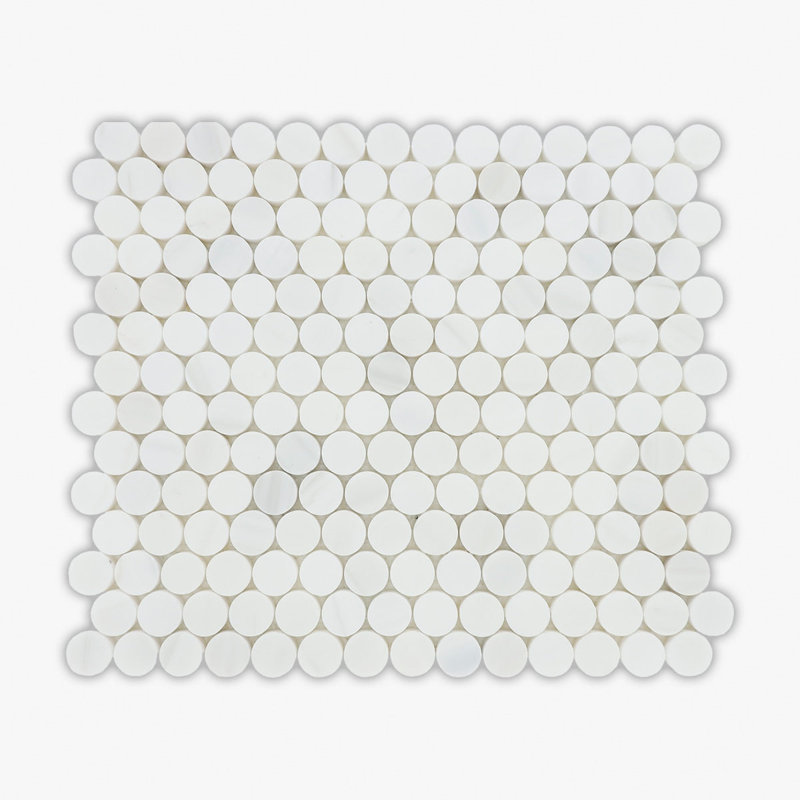 Bianco Dolomiti 12" x 14" Marble Penny round Mosaic Wall & Floor Tile