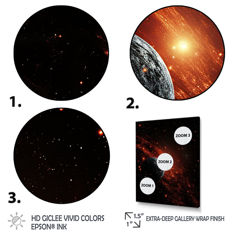 Art mural mural «Black Comets In Galaxy I», Cadre flottant noir, H 40 po x l 30 po