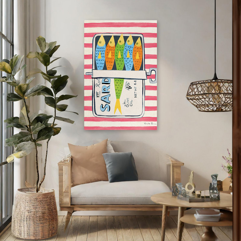 Art abstrait rouge sardine sardine I, H 48 po x l 32 po