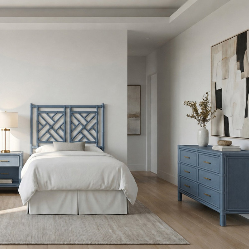 Lit plateforme Chippendale, Simple, Bleu régate