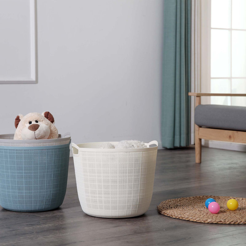 2 Pack Laundry Storage Plastic Basket, Beige, 2