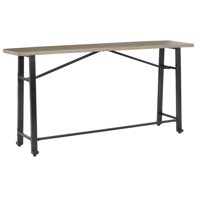 Transitional 72" Reclaimed Wood and Iron-tone Long Counter Table