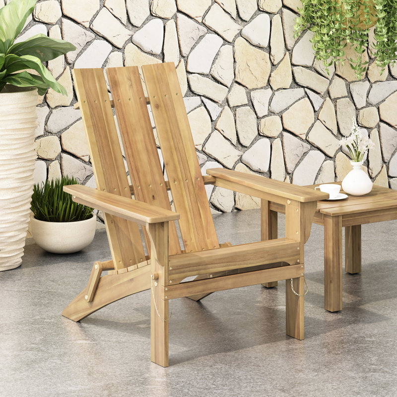 Foldable Chair , Made Of Rich Wood, For Outdoor Relaxation, 37.74 In. High, Weathered Steel Finish, Natural Color Chair, Wood Construction, Deck Seating, Height, 31.82 Width, 29.86 Depth, Folding
