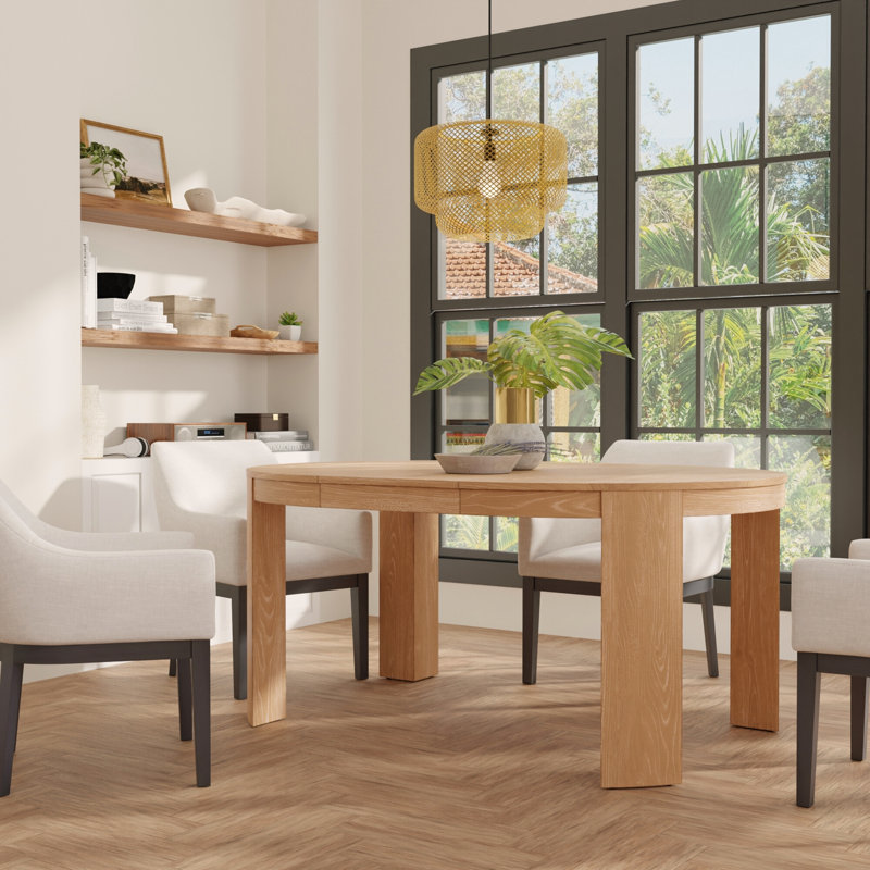Payton 48" Round Extendable Dining Table, Natural