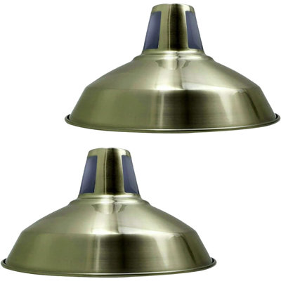 2‑Pack Industrial Metal Pendant Lamp Shades Easy‑Fit Ceiling Light Shades, Vintage & Modern Style, Dimmable Compatible,Hanging Perfect for Kitchen Island, Bedroom & Living Room