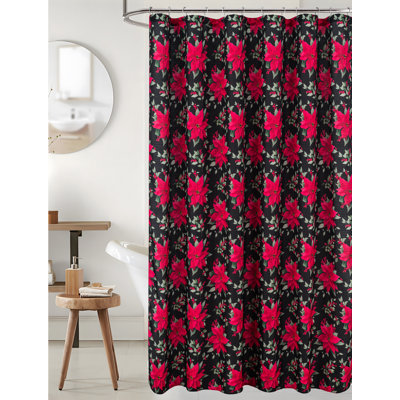 Rideau de douche Christmas Holly Poinsettia
