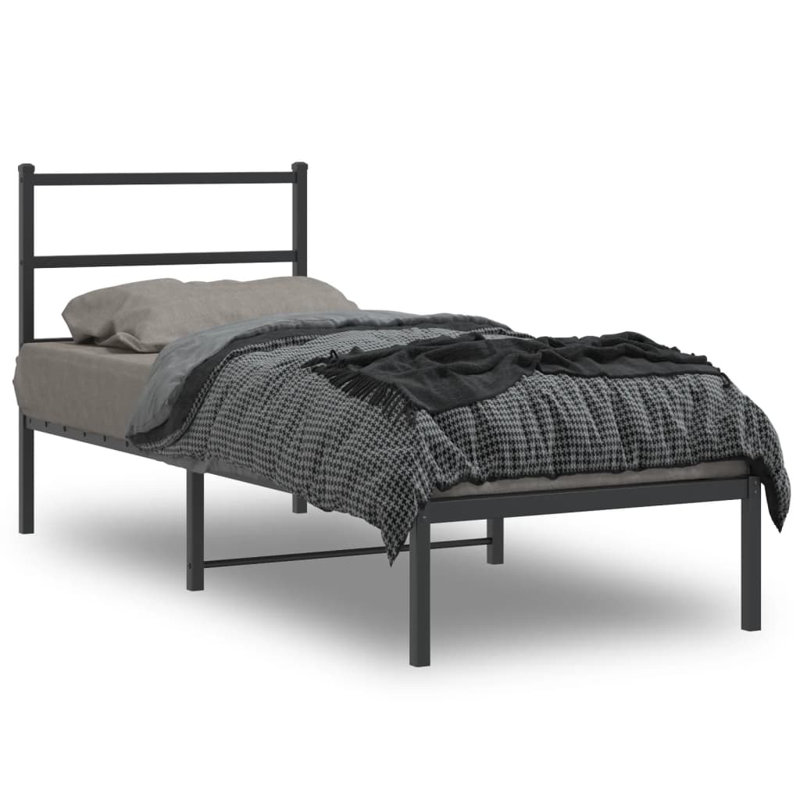 Metal Bed, Black, 80 x 200 cm