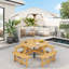 Table de pique-nique d'extérieur pour 8 personnes avec 4 bancs intégrés et trou pour parasol-1747362208