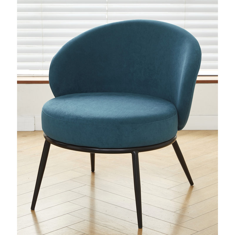 Velvet upholstery metal leg accent chair, Blue Velvet