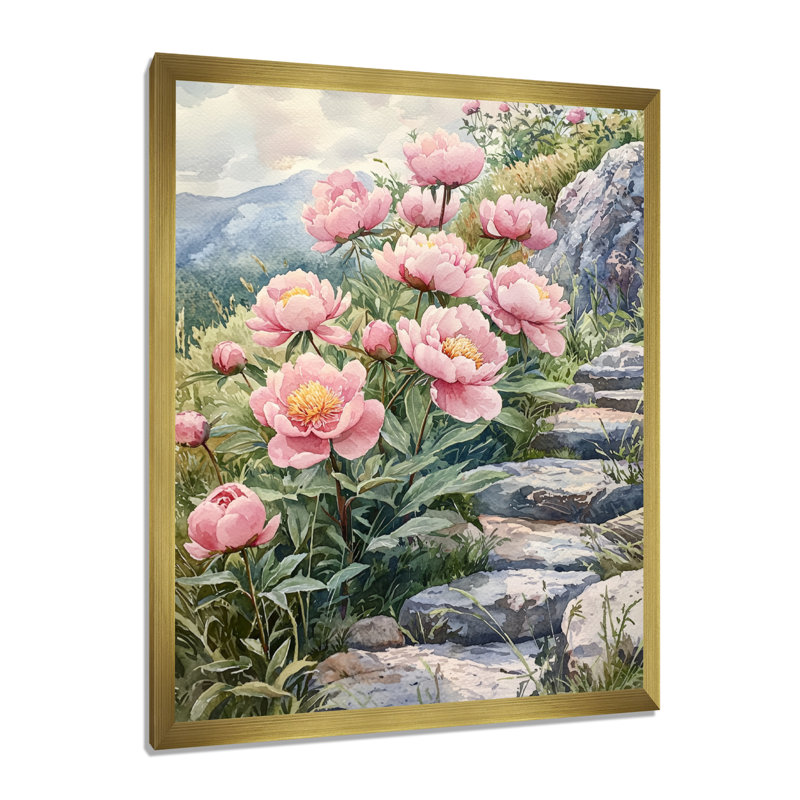 Breckenridge - Floral Canvas Art Print, H 32 po x l 16 po, Reproduction encadrée d'une seule photo, Doré
