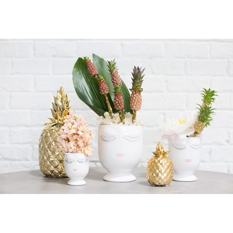 Pot à fleurs en céramique Jaziyah Celfie, Vanille