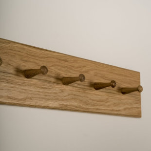 Wooden Coat Rack Hooks Holder / Wall Mounted Hanging / 3,4,5 pegs / Plain  Wood