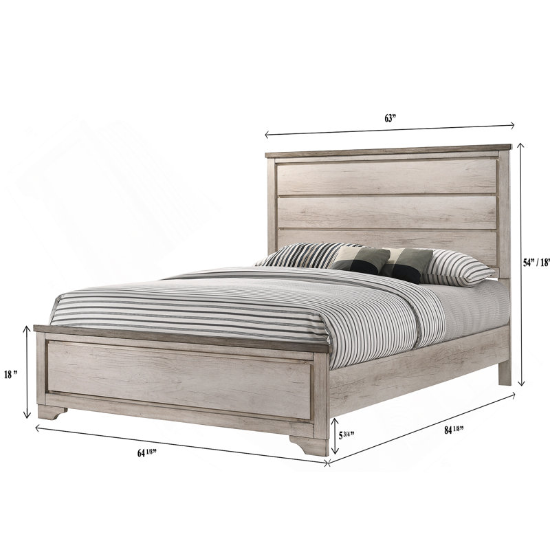 Grand lit de campagne contemporain 1pc avec finition patinée, offrant un charmant look côtier et rustique pour une chambre à coucher relaxante