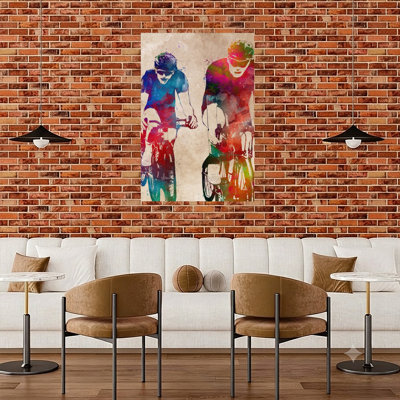 «Vibrant Cycling Duo», art mural contemporain