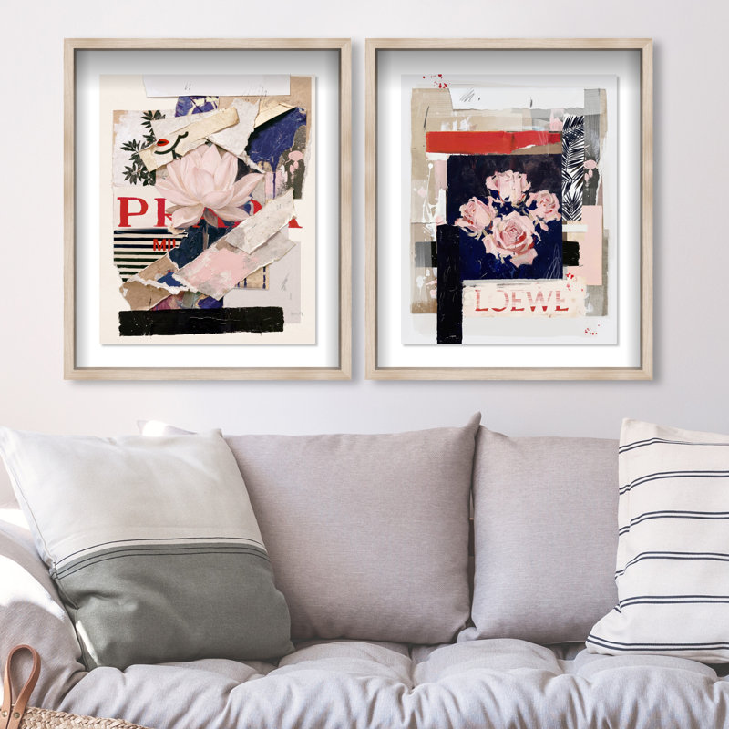 Milano Collage Set Shadowbox Floral & Botanical Print by Oliver Gal, Black Frame, 16 x 20, 21.5"H x 25.5"W