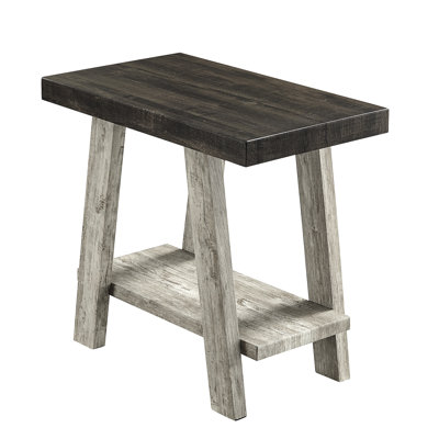 Table d'appoint en bois gris avec plateau en noyer