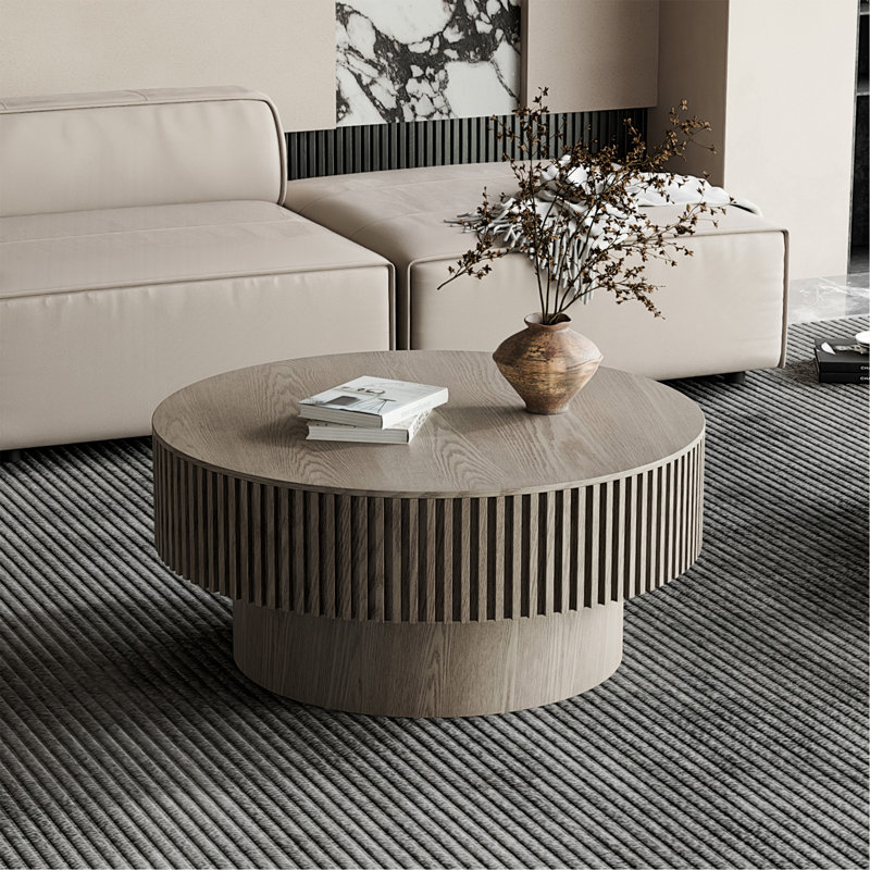 Table basse avec rangement Timeshia, H 14 po x L 31,5 po x l 31,5 po, Gris