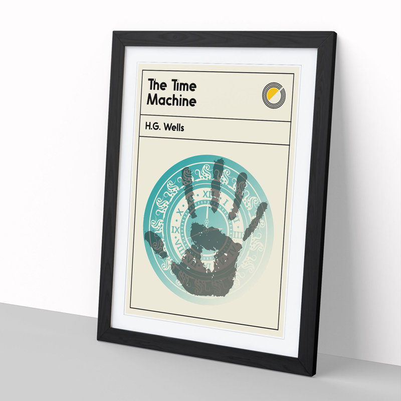 Book Cover the Time Machine H. G. Wells - Picture Frame Graphic Art, Black, 90cm H x 65cm W x 2cm D