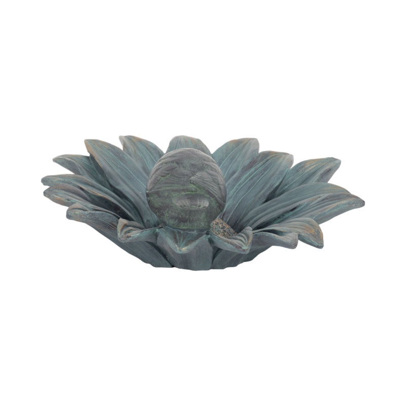 Sagebrook Home Polyresin 11" Daisy Bird Feeder, Serene Blue – Garden Delight For Birding Enthusiasts, Durable Outdoor Decor
