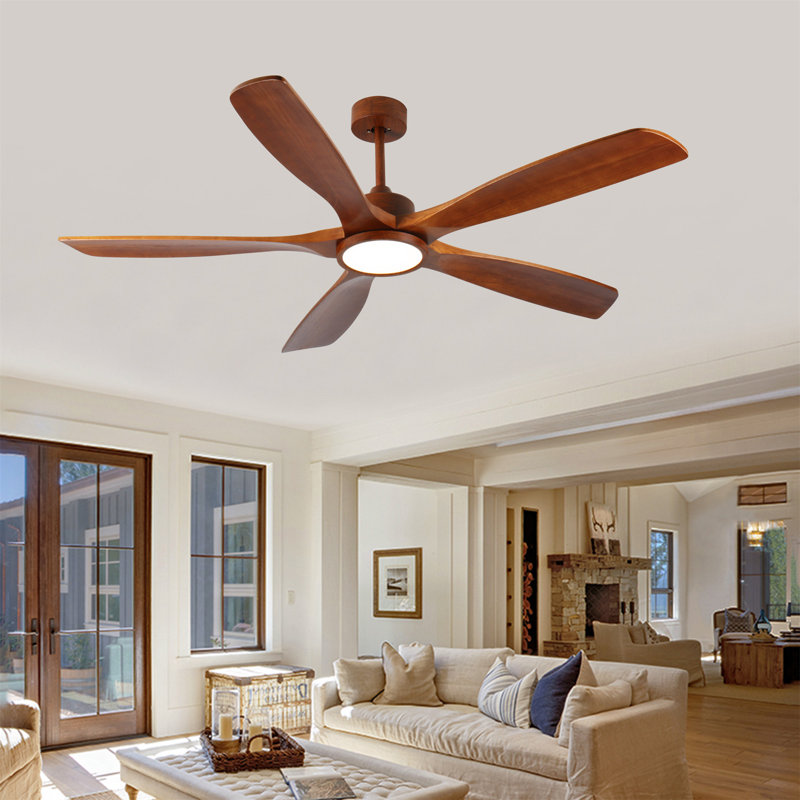 Ventilateurs de plafond en bois 60 pouces avec lumières et télécommande