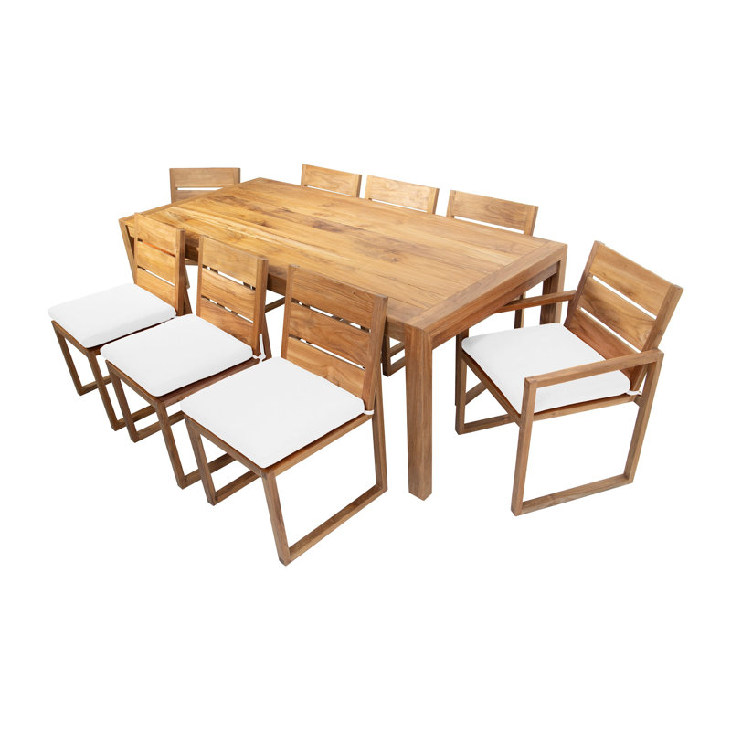 9 - Piece Solid Wood Dining Set, Natural/Cocoa