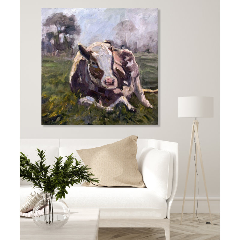 BROWN COW BROWN COW - Unframed Print on Canvas, Brown Framed Canvas, 20" H x 20" W x 1.5" D