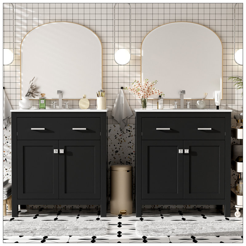 Vanities For Bathroom, Black, Silver