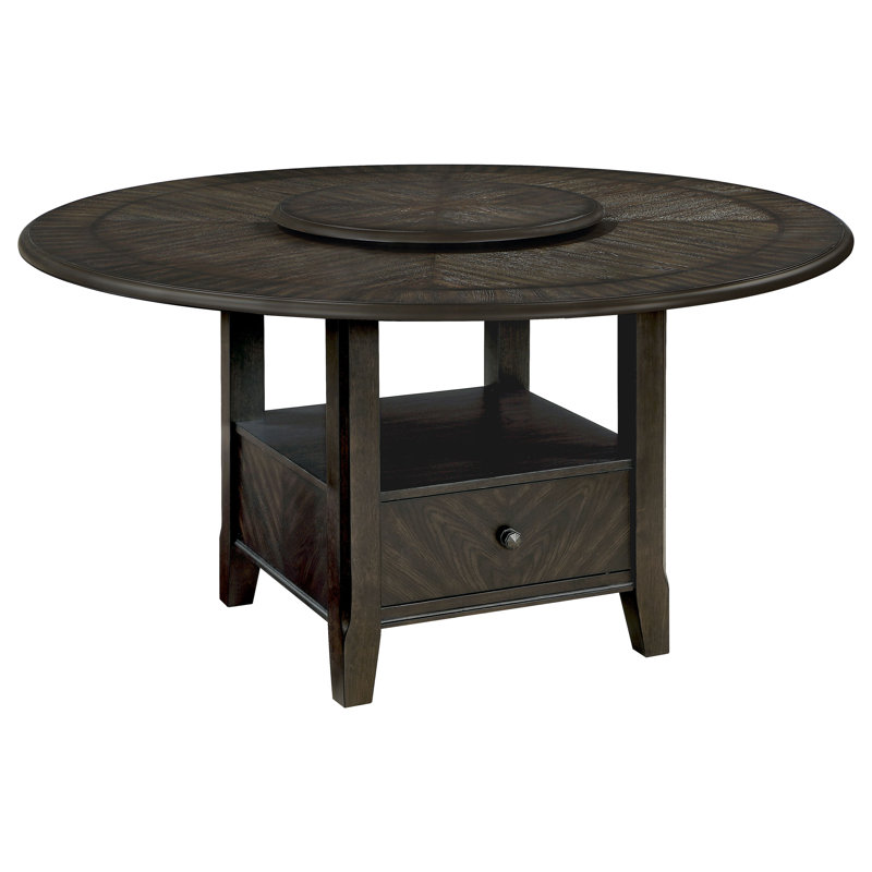Kellea Round Dining Table with Removable Lazy Susan in Dark Cocoa