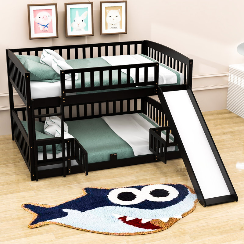 Eziquel Full Over Full Bunk Bed with Slide, Espresso