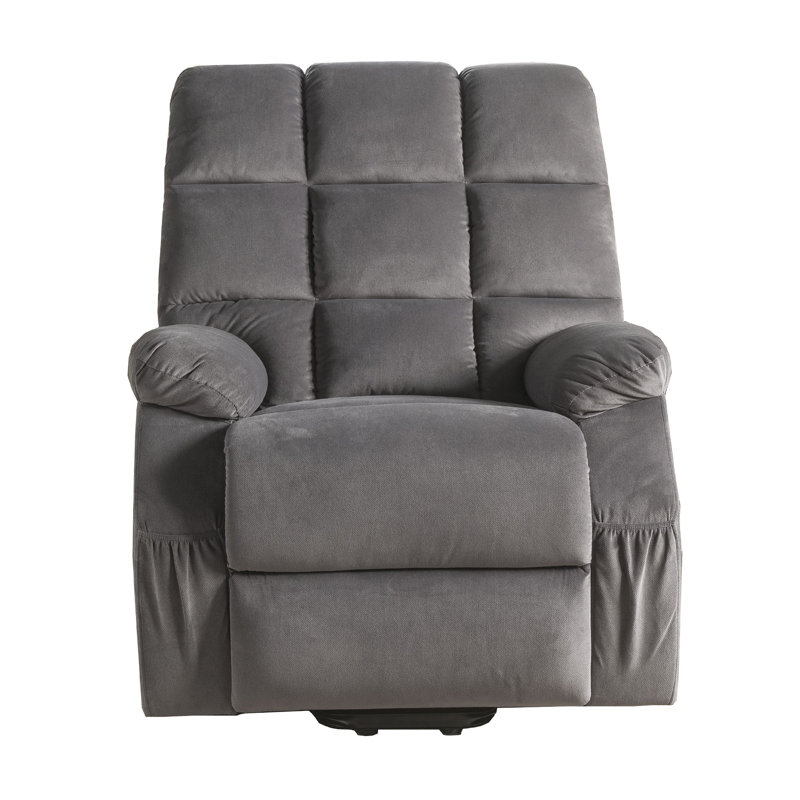 Mundell 37" Wide Power Lift Assist Standard Recliner with Massager, Gray Velvet