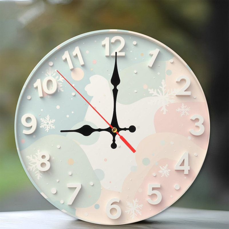 Horloge pastel avec des flocons de neige