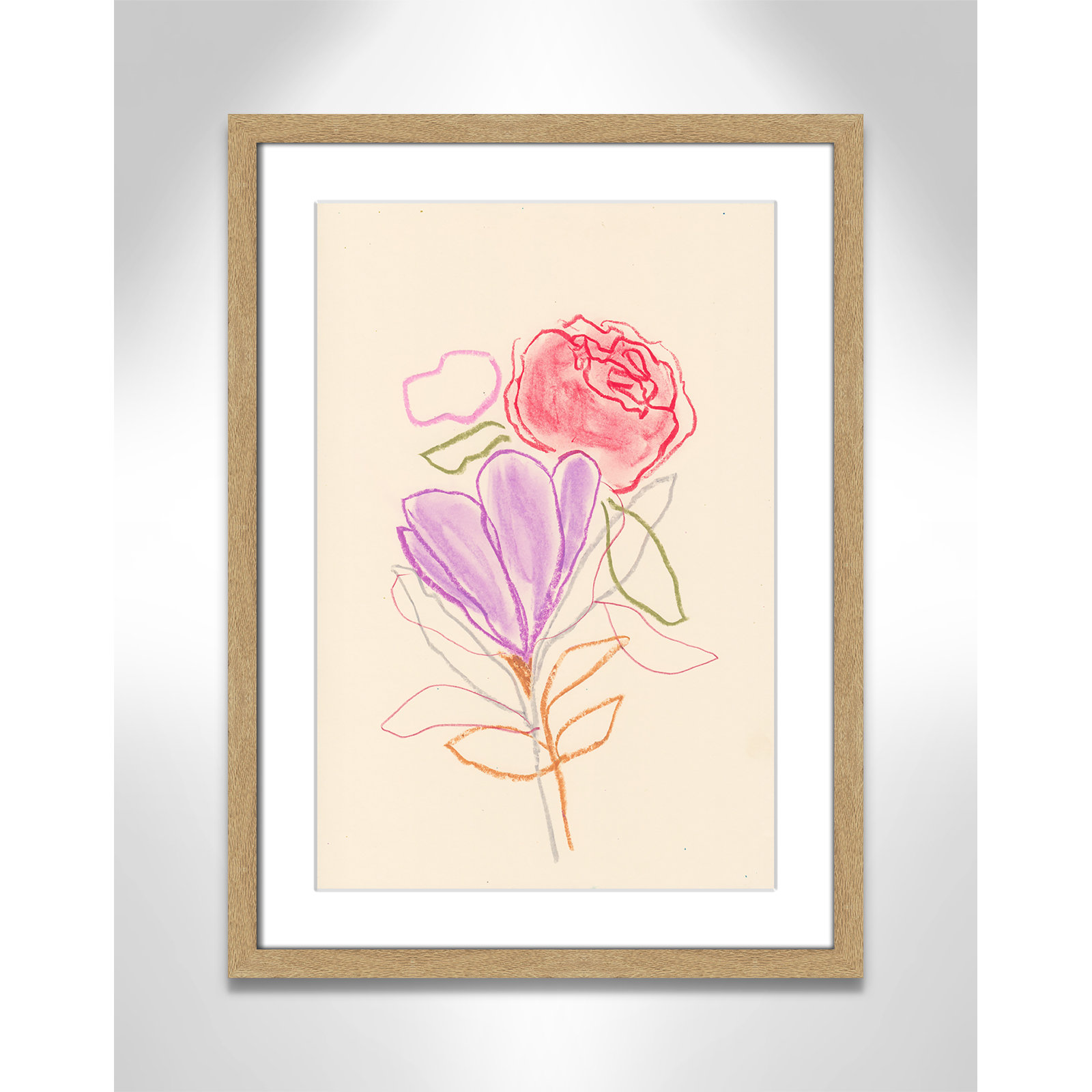 Simple Floral "Simple Floral III" Print, Natural Single Picture Framed Paper, White, 23" H x 17" W x 1.25" D