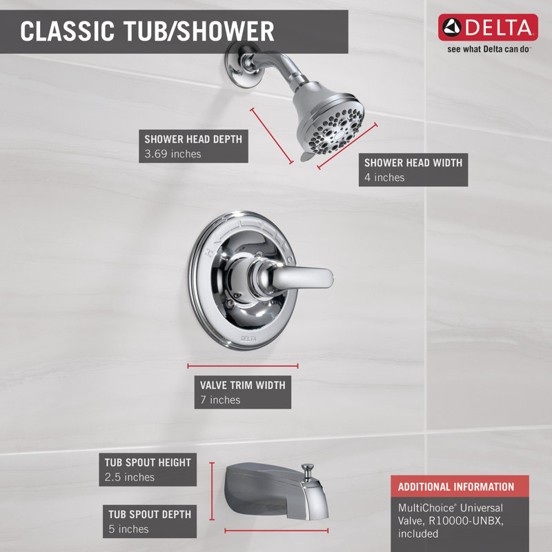 Pressure-Balanced Tub and Shower Faucet with Rough-in Valve and Monitor