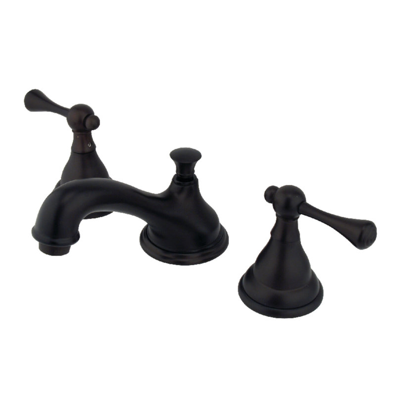 Kingston Brass Two-Handle 3-Hole Deck Mount Widespread Bathroom Faucet with Brass Pop-Up Drain, Oil Rubbed Bronze