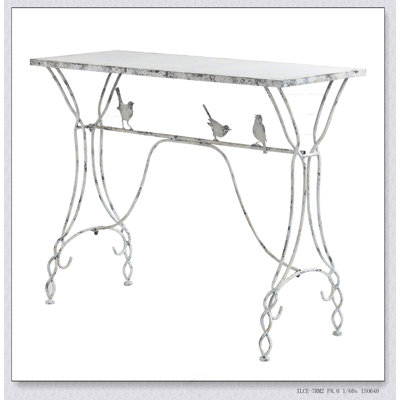 Console de 43 po x 16,5 po x 34 po avec perchoir fantaisiste, construction en fer vieilli, table d'appoint avec pieds torsadés pour le vestibule ou le salon