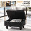 Canapé modulaire en L de 98 po avec méridienne gauche, repose-pieds avec rangement et porte-gobelets Aenkyo, tissu en lin, noir-1032084384-1037087704