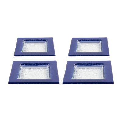 Ensemble de 4 assiettes carrées en verre 6 po x 6 po