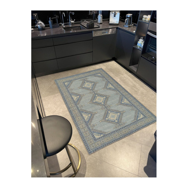 Tapis tissé lavable à motif croisé traditionnel, Tapis de couloir 2 pi 6 po x 6 pi 7 po inclus